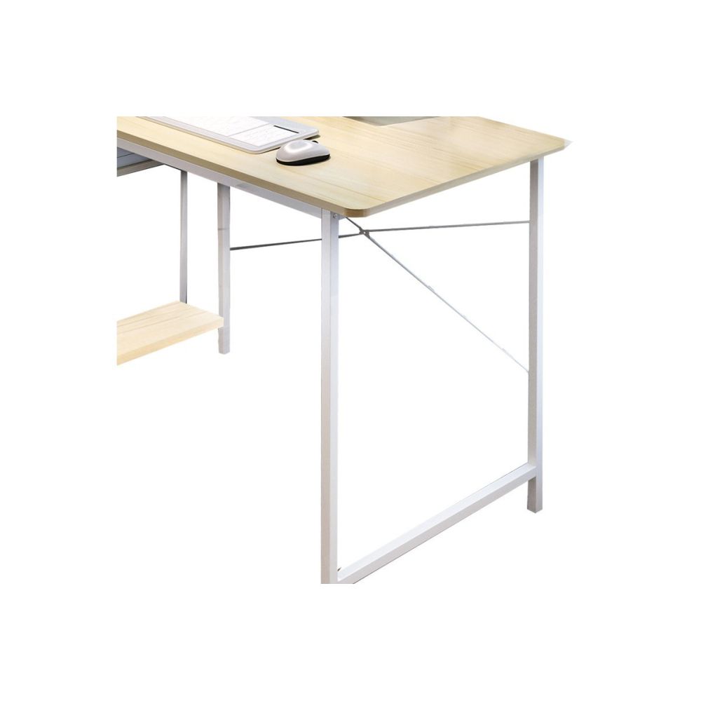 Escritorio  con Estantes - Melamina Natural y Blanco - 120x64x120 cm - Mesa de Trabajo Multifuncional para Oficina y Hogar