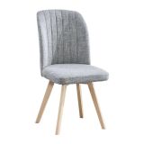 Pack 4 Sillas de Comedor, Sillas de Salón Color Gris y Patas Color Haya, Medidas: Ancho: 46 cm x Fondo: 55 cm x Alto: 92 cm