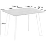 Mesa Comedor en Madera Estilo Industrial, Patas metálicas Blancas, Medidas 100 cm (Lar) x 70 cm (Anc) 76 cm (Al)