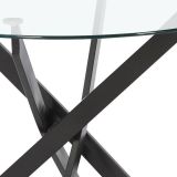 Mesa Redonda con Tapa de Cristal y Estructura Metálica Pata En Color Negro | Medidas: 110 x 73 cm