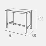 Mesa Alta de Madera Lacada en Blanco Mate con Tapa en Color Roble - Medidas 108x60x91 cm