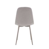 Pack de 4 Sillas con Estructura Tapizada en Tela Beige Claro, Patas Metálicas con Acabado en crema, Medidas 44x53x86 cm