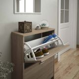 Zapatero Recibidor Roble – Mueble Auxiliar Estrecho con 2 Puertas | Capacidad 12 Pares | 81,6 x 60 x 25 cm
