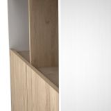 Estantería Decorativa, Librería, Separador Ambientes, Acabado en Roble y Blanco,171 cm (Al) x 80 cm (Anc) x 33,5 cm (Fon)