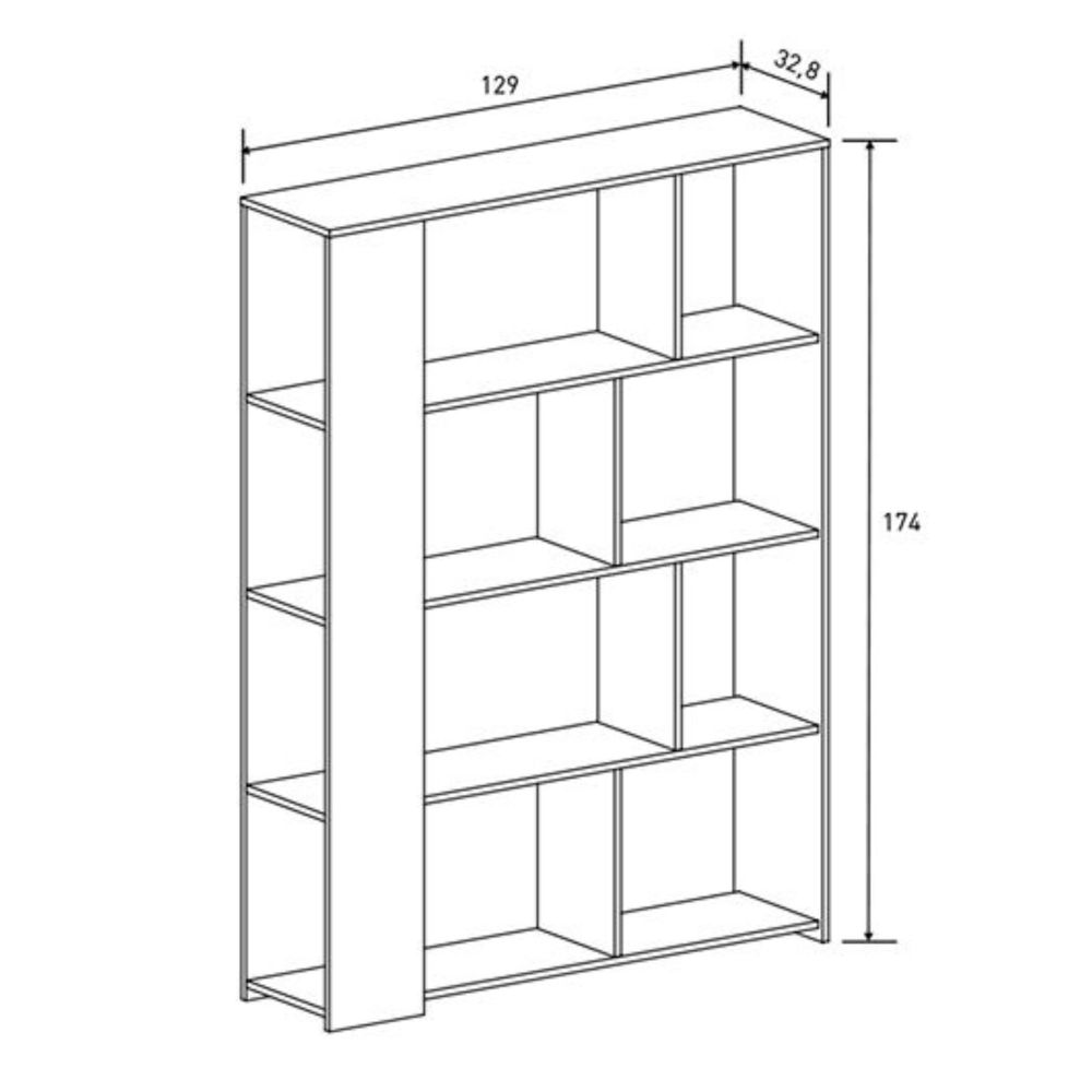 Estantería Decorativa, Librería, Separador Ambientes, Acabado en Mauvella-rayas, 174 cm (Al) x 129 cm (Anc) x 32,8 cm (Fon)