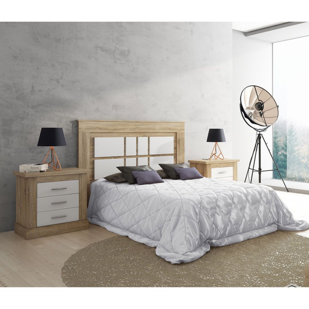 Cabecero Nórdico de 160 (Anc) x 120 (Al) x 3,8 (Fon) Cm | Práctico y Elegante |Colores Cambria y Blanco (para Cama de 135-140