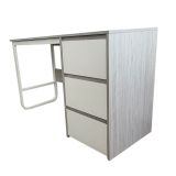 Escritorio Oficina 120 cm con 3 Cajones, Mesa de Ordenador Moderna, Tablero MDF y Melamina, Gris/Blanco, 120x48x74 cm