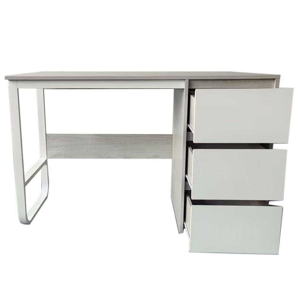 Escritorio Oficina 120 cm con 3 Cajones, Mesa de Ordenador Moderna, Tablero MDF y Melamina, Gris/Blanco, 120x48x74 cm