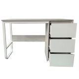 Escritorio Oficina 120 cm con 3 Cajones, Mesa de Ordenador Moderna, Tablero MDF y Melamina, Gris/Blanco, 120x48x74 cm