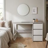 Escritorio Oficina 120 cm con 3 Cajones, Mesa de Ordenador Moderna, Tablero MDF y Melamina, Gris/Blanco, 120x48x74 cm